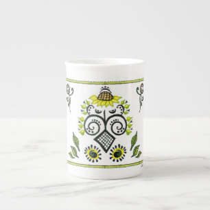Taza De Porcelana Patrón folclórico de girasol
