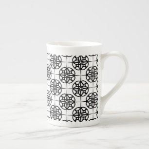 Taza De Porcelana Patrón geométrico con ambiente retro elegante