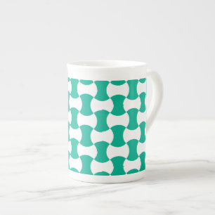 Taza De Porcelana Patrón geométrico verde y blanco esmeralda