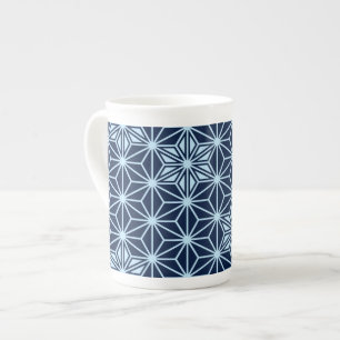 Taza De Porcelana Patrón japonés Asanoha - azul añil
