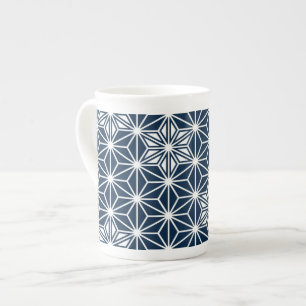 Taza De Porcelana Patrón japonés Asanoha - azul índigo y blanco