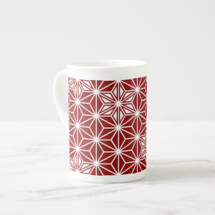 Taza De Porcelana Patrón japonés Asanoha - rojo oscuro