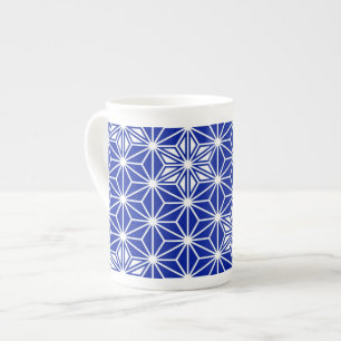 Taza De Porcelana Patrón japonés de Asanoha - azul cobalto