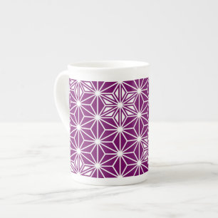 Taza De Porcelana Patrón japonés de Asanoha - púrpura de berenjenas