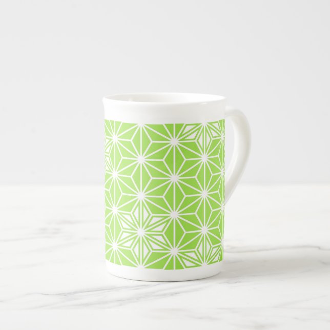 Taza De Porcelana Patrón japonés de Asanoha - verde lima clara (Derecha)