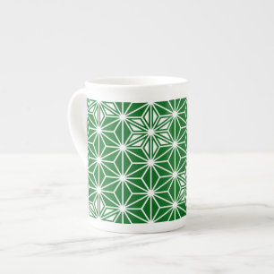 Taza De Porcelana Patrón japonés de Asanoha - verde pino