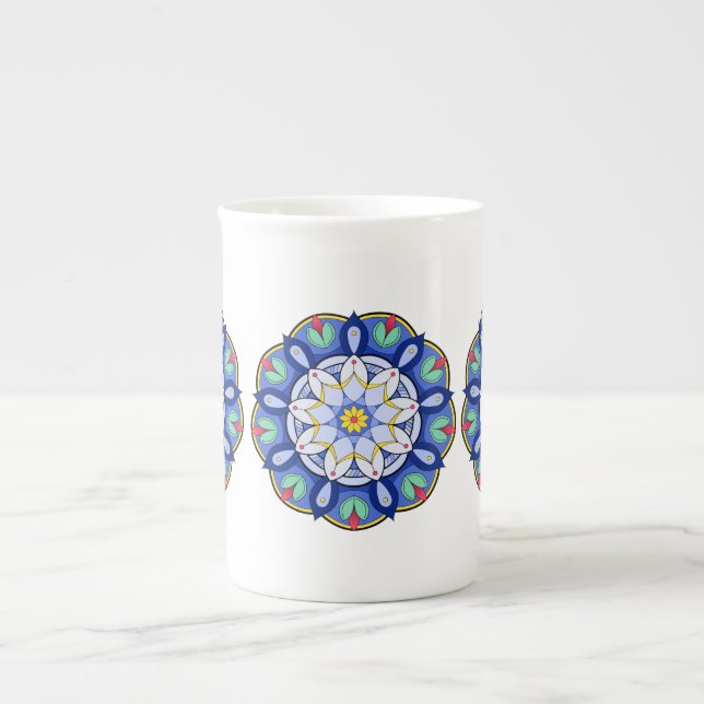 Taza De Porcelana Patrón Mandala 01 (Frente)