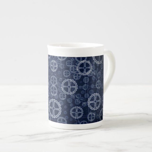 Taza De Porcelana Patrón mecánico de los engranajes de máquina (Derecha)