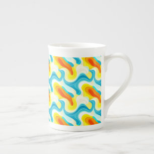 Taza De Porcelana Patrón Ondulado Abstracto Colorido