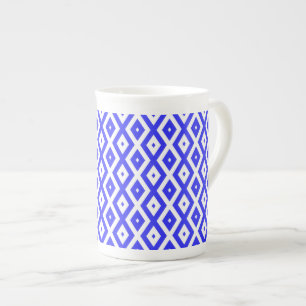 Taza De Porcelana Patrón real de diamantes azules y blancos