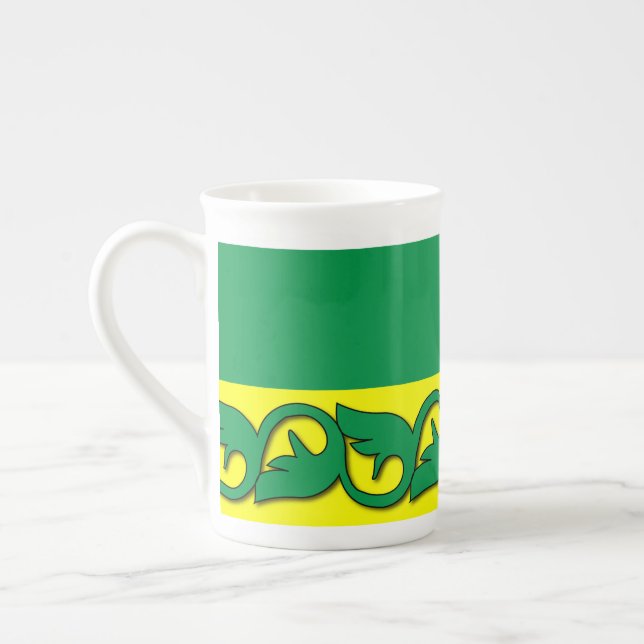 Taza De Porcelana Patrones de hojas verdes (Izquierda)