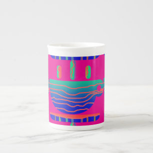Taza De Porcelana Pausa de café Aqua Blue Hot Pink