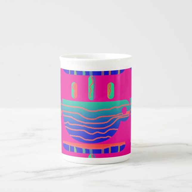 Taza De Porcelana Pausa de café Aqua Blue Hot Pink (Frente)