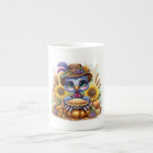 Taza De Porcelana Pavo mono de otoño