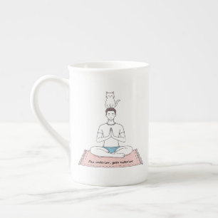 Taza De Porcelana Paz Interior, Gato Exterior