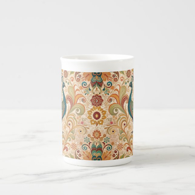Taza De Porcelana Peacock Art Morris Style (Frente)