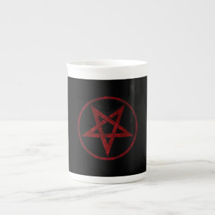 Taza De Porcelana Pentagram del diablo Rojo