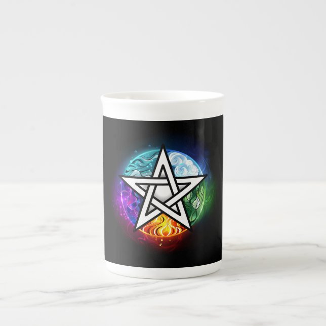 Taza De Porcelana Pentagrama de Wiccan (Frente)