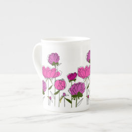 Taza De Porcelana Peonies Bone China Mug