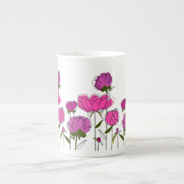 Taza De Porcelana Peonies Bone China Mug