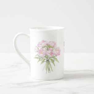 Taza De Porcelana Peonies rosados con arco fino