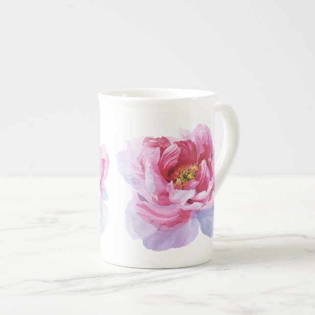 Taza De Porcelana Peony Pink Mug Cup Bone China (Derecha)