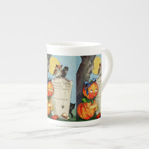 Taza De Porcelana Pequeña Chica de calabaza y amigos