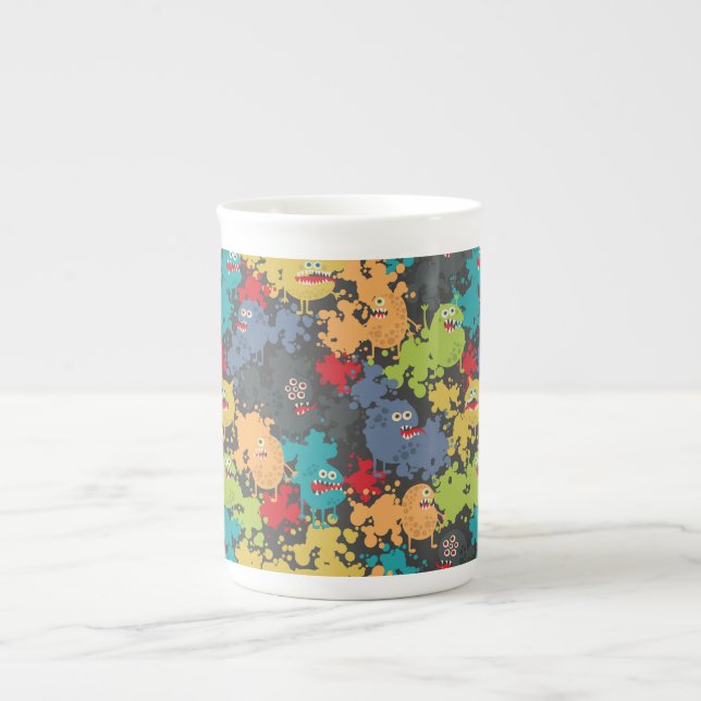 Taza De Porcelana Pequeños monstruos graciosos (Frente)
