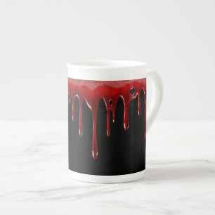 Taza De Porcelana Perforaciones de sangre caídas en negro