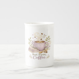 Taza De Porcelana Pero Primero, Café | Acuarela de Lavanda Acogedora