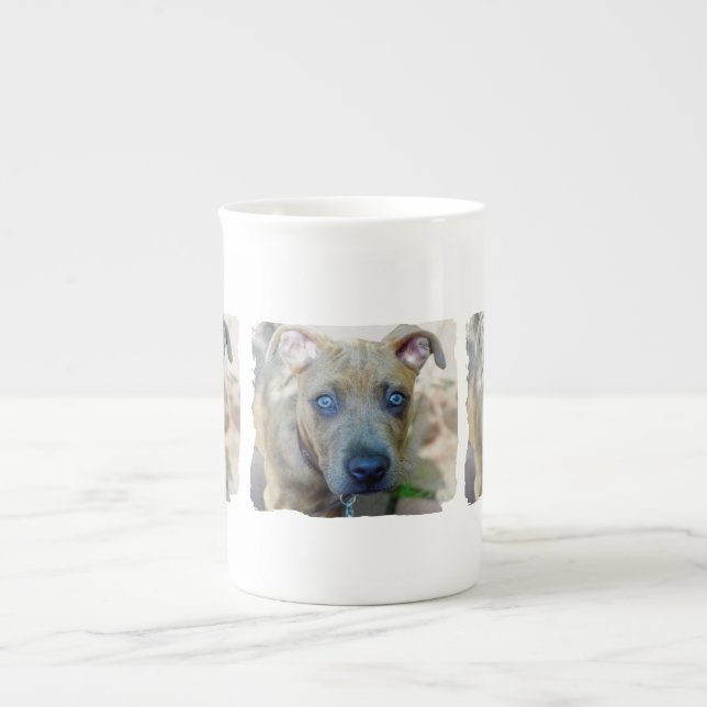Taza De Porcelana Perrito Brindle del pitbull de Shirley Taylor (Frente)