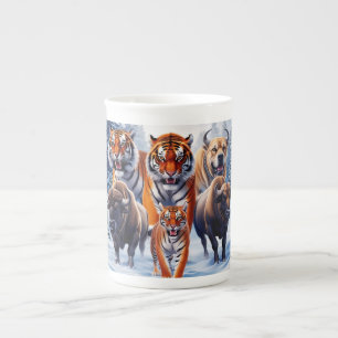 Taza De Porcelana Perro búfalo tigre al aire libre