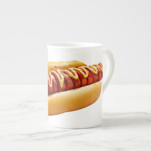 Taza De Porcelana Perro caliente de SlipperyJoe's con ambiente de ba