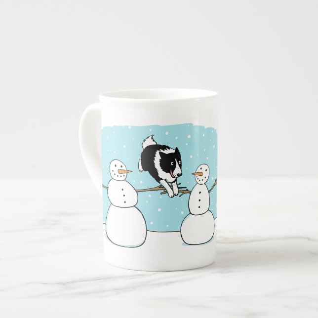 Taza De Porcelana Perro de la agilidad del collie de la frontera nav (Izquierda)