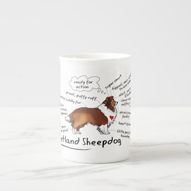 Taza De Porcelana Perro de oveja de Shetland (Frente)
