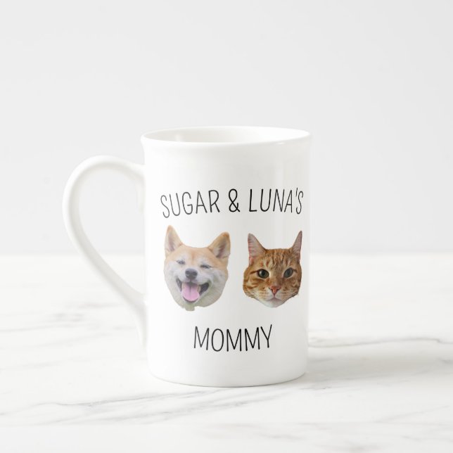 Taza De Porcelana Perro personalizado con cara de gato, regalo de pe (Izquierda)