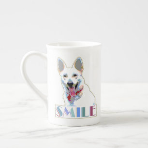 Taza De Porcelana Perro sonriente alegre diversión motivacional aleg