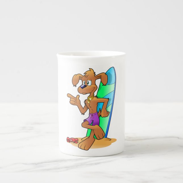 TAZA DE PORCELANA PERRO SURFER (Frente)