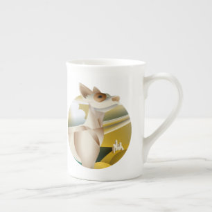 Taza De Porcelana Perro vintage de podenco Art Deco
