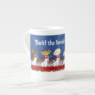 Taza De Porcelana Perros Pug Pomerania Divertidos Cantando Villancic