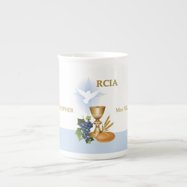 Taza De Porcelana Personalice, RCIA felicita al Sacramento Católico (Frente)