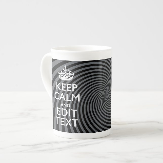 Taza De Porcelana Personaliza tu texto de mantener la calma en Black (Izquierda)