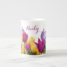 Personalizable Becky nombre flores de primavera co