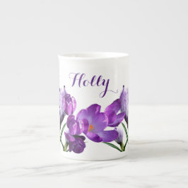 Taza De Porcelana Personalizable Holly nombre bonito morado floral d