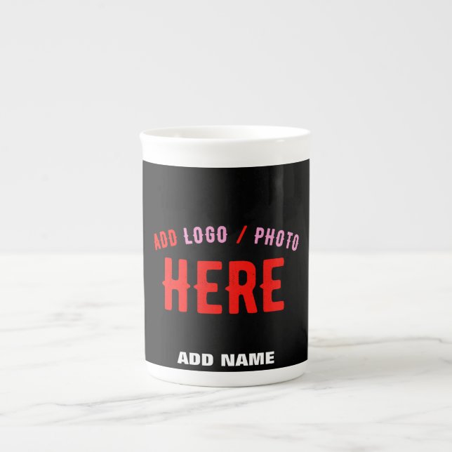 TAZA DE PORCELANA PERSONALIZABLE MODERNO ESTILO NEGRO VERIFICADO MAR (Frente)