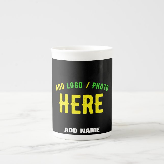 TAZA DE PORCELANA PERSONALIZABLE MODERNO ESTILO NEGRO VERIFICADO MAR (Frente)