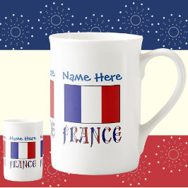 Taza De Porcelana Personalización azul de la bandera y Francia Franc
