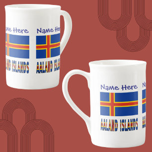 Taza De Porcelana Personalización de la bandera Ålander de las Islas