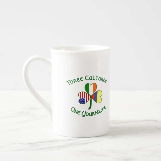 Taza De Porcelana Personalización de la bandera irlandesa colombiana (Izquierda)
