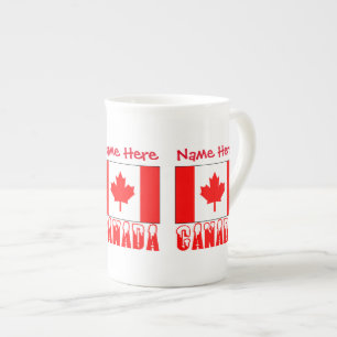 Taza De Porcelana Personalización roja de la bandera canadiense